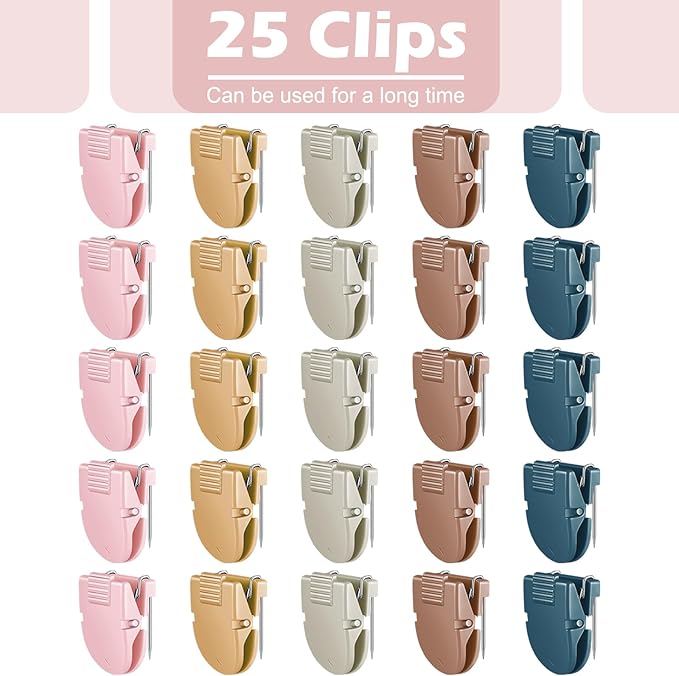 25 Pcs Cubicle Clips Fabric Panel Cubicle Accessories Fabric Partition Panel Wall Clip Office Photos Wall for Notes Memos Standard Size, 40-Sheet Capacity (Boho Color)