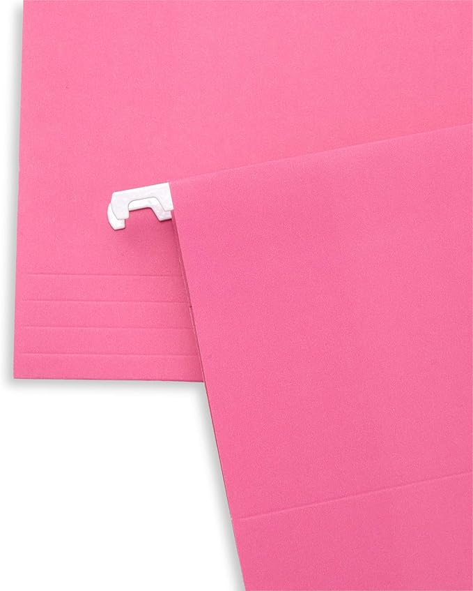 Blue Summit Supplies 25 Pink Hanging File Folders Letter Size, Reinforced Hanging File Folders Pink, Designed for Home and Office Color Coded Organization-NeatNest