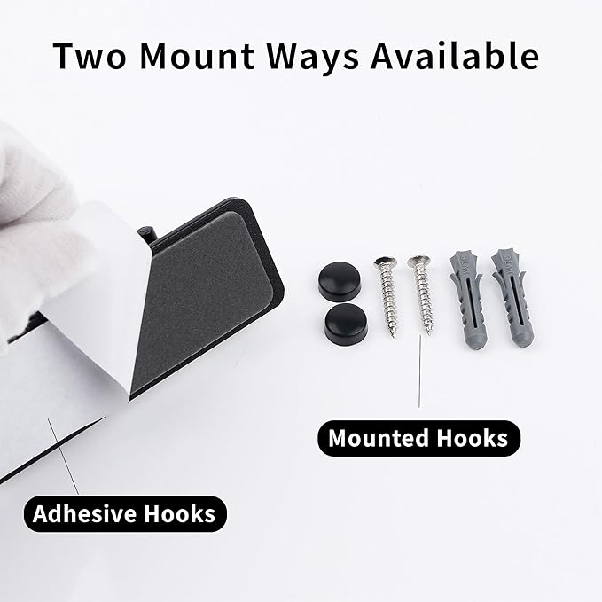 Black Wall Hooks, Matte Black Bathroom Hook Rail, Self Adhesive 5 Hooks Key Hook Rack Hanger Towel Robe Stick Hooks for Toilet Entryway Hallway Kitchen Wall Mounted-NeatNest