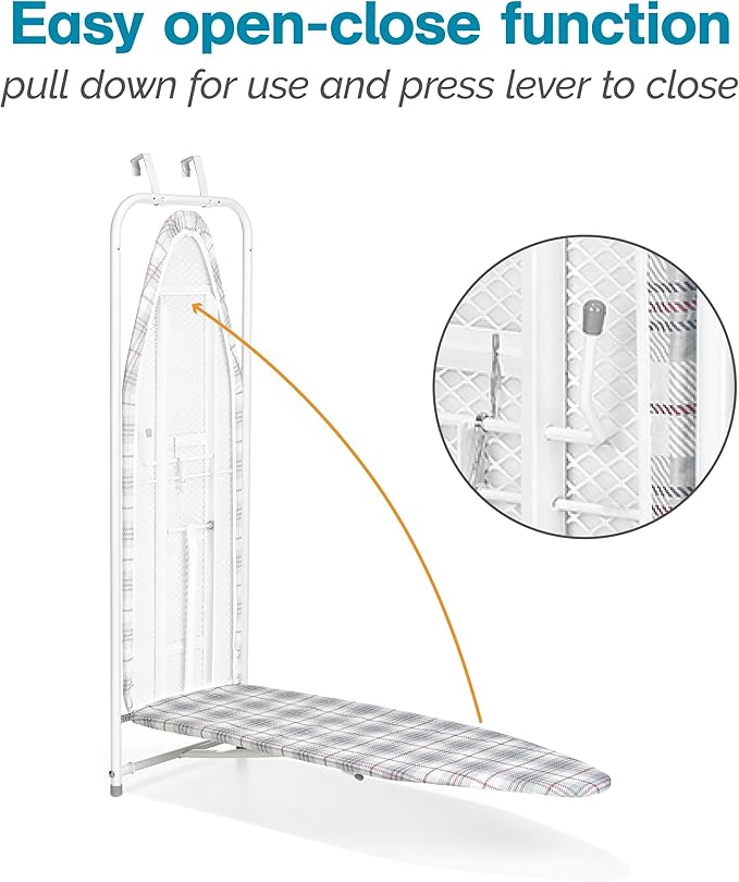 Polder Over-The-Door Hanging Ironing Board - Includes Cover and Pad