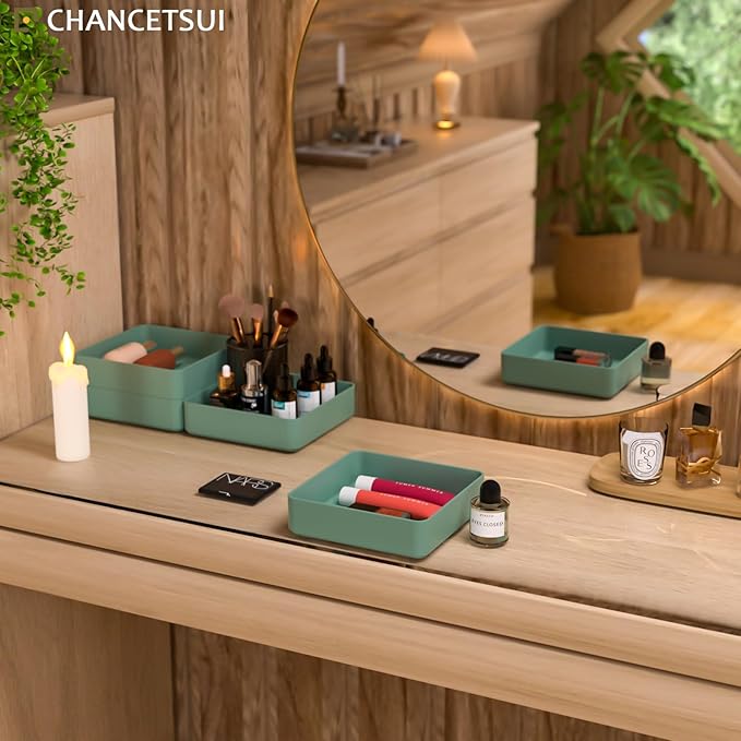 CHANCETSUI Square Makeup Countertop Organizer Holder : Stackable Vanity Trays for Bathroom Storage-NeatNest