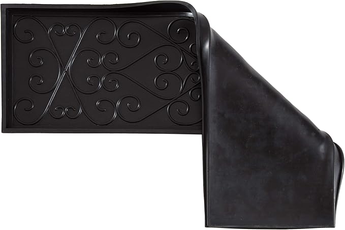 Anji Mountain AMB0BT4F-003 Black Rubber Boot/Shoe Tray with Coir, Fits 4 Pair (46.5" Wide), Tan & Black Insert