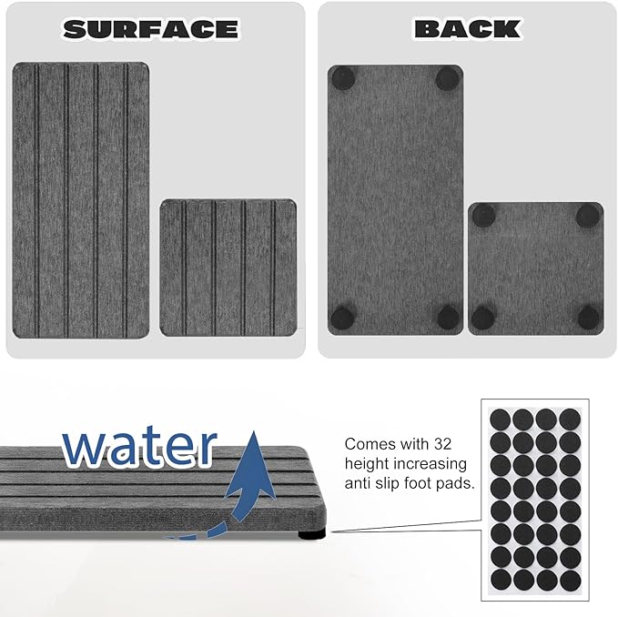 4PCS Fast Drying Diatomite Stone Soap Tray for Bathroom and Kitchen, Vanity Tray, Water Absorbing Coaster-NeatNest