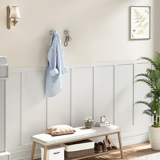 Angle Simple Bathroom Towel Hook 2 Pack, SUS304 Stainless Steel Bathrobe Coat Clothes Holder for Kitchen Cabinet Closet, Heavy Duty Wall Hook, Brushed Nickel