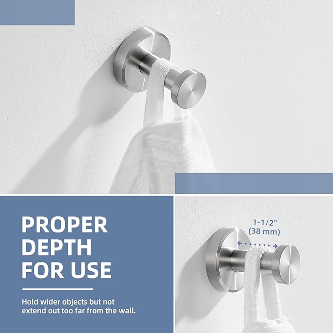 Angle Simple Bath Towel Hook Brushed Nickel, SUS304 Stainless Steel Bathroom Cabinet Closet Clothes Towel Holder, Bathrobe Hanger Wall Mounted