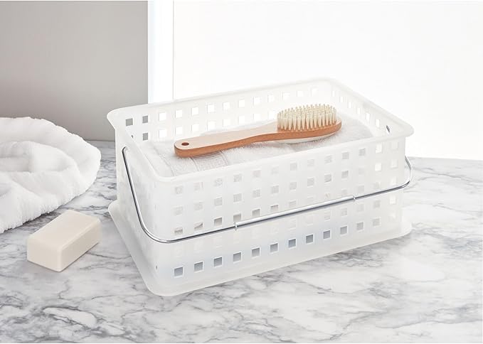 iDesign Portable Shower Caddy Dorm or Bathroom, Set of 3, Clear/Frost, Made in USA Basket