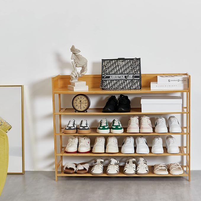 latifolia Shoe Rack, 5-Tier Bamboo Shoe Rack Organizer for Entryway Hallway, Beautiful Natural-NeatNest