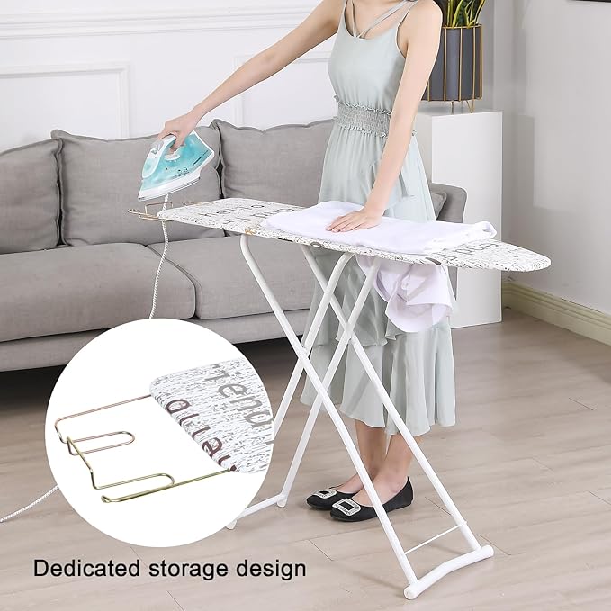 Honrane Space-Saving Ironing Board, Adjustable Height,Folding,Full-Size White 42 inch