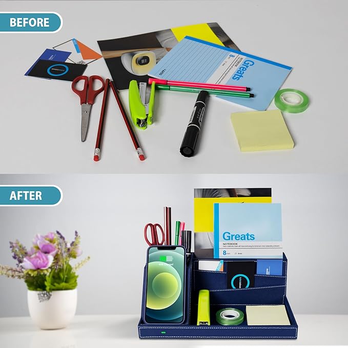 Desk Organizer with Charging Station, Nightstand Organizer Phone Docking Station, Men Gift Husband Wife Anniversary Dad Birthday Nightstand Purse Father Graduation Male Travel Idea Gadgets-NeatNest