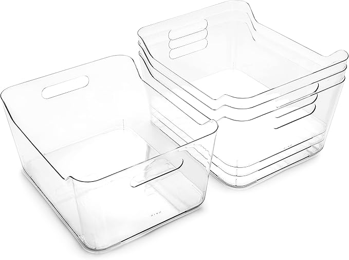 BINO | Plastic Organizer Bins, X-Large - 4 Pack | The SOHO Collection | Multi-Use Organizer Bins | Pantry & Freezer Bin | Plastic Storage Containers | Bin for Home & Kitchen Org-NeatNest