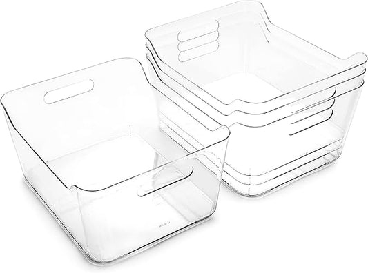 BINO | Plastic Organizer Bins, X-Large - 4 Pack | The SOHO Collection | Multi-Use Organizer Bins | Pantry & Freezer Bin | Plastic Storage Containers | Bin for Home & Kitchen Org-NeatNest