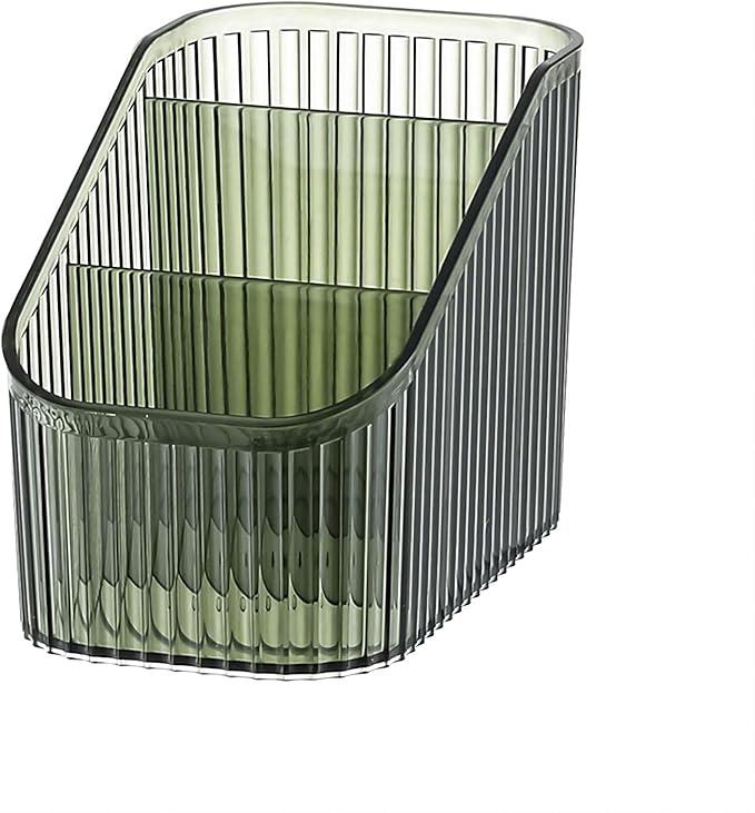 DASITON Large Capacity Makeup Brush Holder,3 Slot Makeup Brush Cup,Vintage striped Make Up Brush Holder,for Vanity Decor,Bathroom Countertops,Desk Storage Container,Cosmetic Display cases(Green-S)-NeatNest