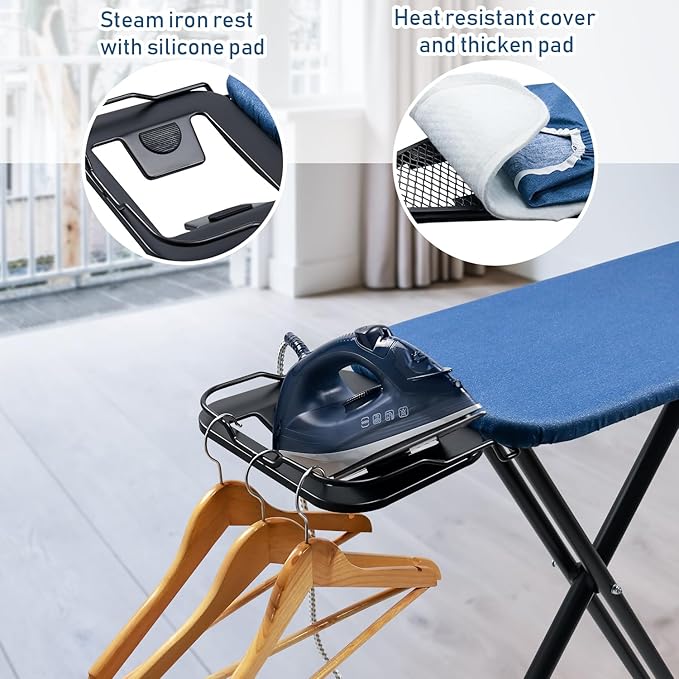 Duwee 12"x36" Ironing Board with Heat Resistant Cover and Thicken Felt Pad, Heavy Sturdy Legs