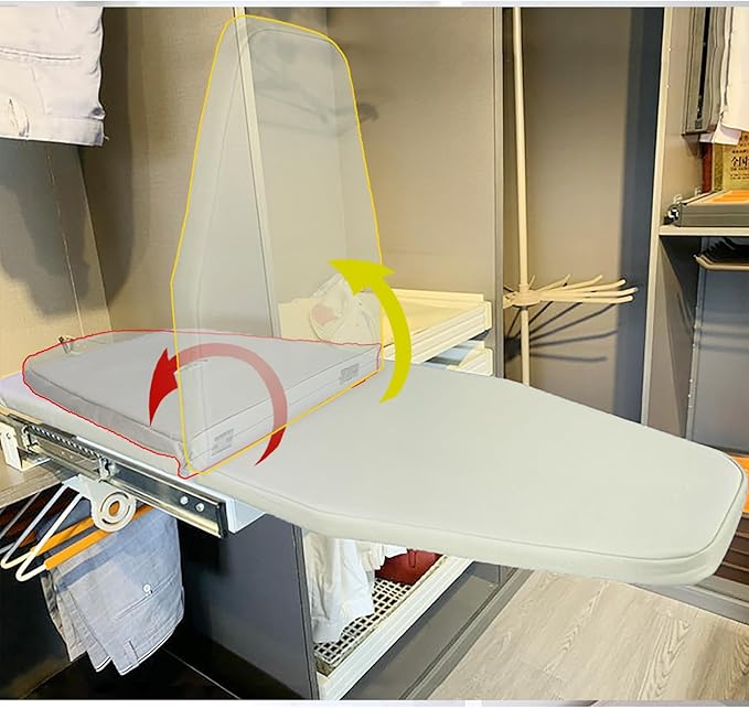Retractable Ironing Board, Pull-Out Ironing Board Cabinet, Foldable Ironing Storage Station for Small Spaces (Beige)