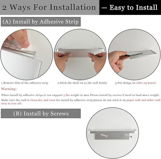 Acrylic Floating Wall Shelves - Small Stick-on Wall Mounted Phone Shelf Holder Wipes Rack Smart Speaker Shelf for Bathroom,Kitchen,Toilet,Bedroom,Office - Translucent Grey