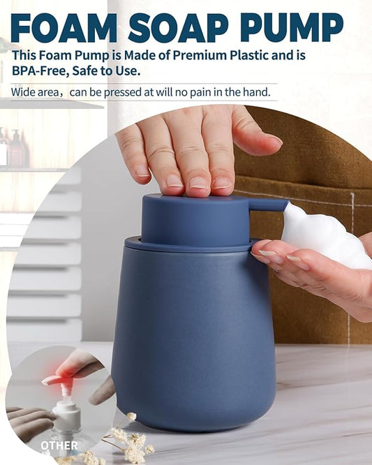 Bosilunlife Ceramic Foaming Soap Dispenser - 12oz Nave Blue Foam Hand Wash Dispenser Bathroom Countertop Soap Dispensers Kitchen Dish Soap Pump Dispenser Liquid Soap Dispenser for Bathroom-NeatNest