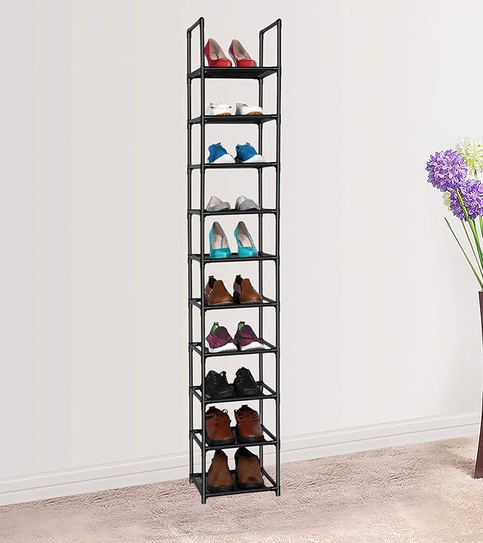 FIDUCIAL HOME 10 Tiers Shoe Rack Space Saving Vertical Single Pairs Sturdy Shoe Shelf Storage Organizer-NeatNest