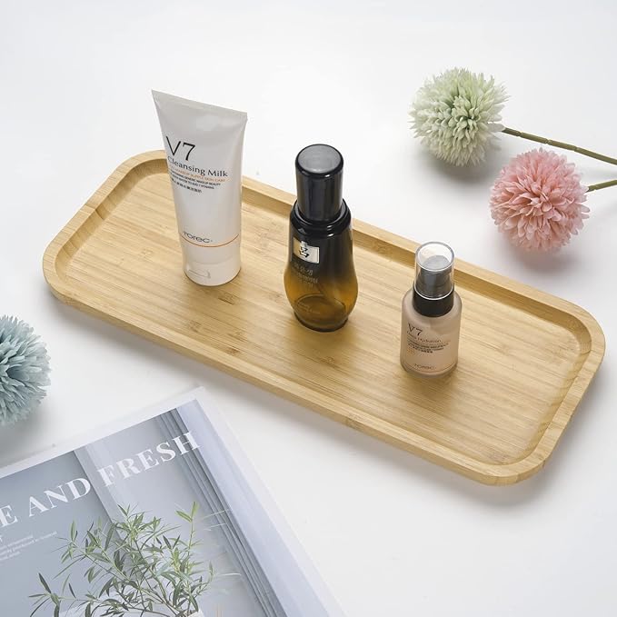 Bamboo Vanity Tray, Bathroom Counter Tray, Toilet Tank Top Tray for Organizing and Decor Display, 14.2 x 6 x 0.8 inch-NeatNest