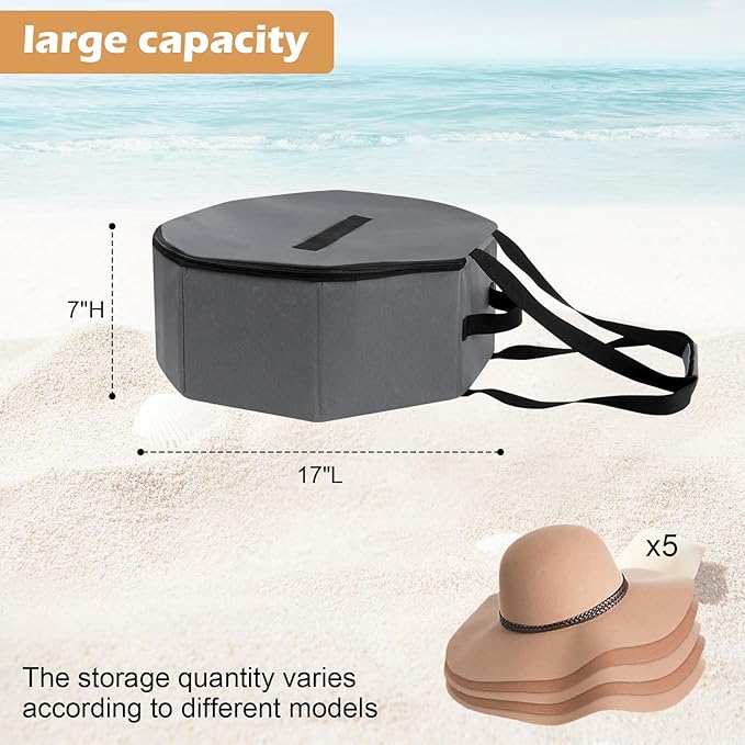 Hat Box for Travel and Storage, Collapsible Cowboy Cap Organizer Case for Closet with Handles, Hat Box for Women Storage and Large Cap Bag for Men Carry, Grey-NeatNest