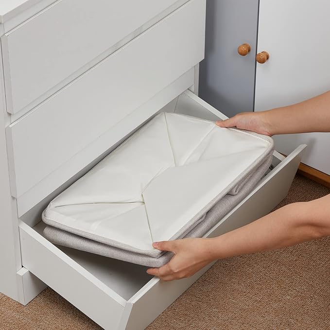 DULLEMELO Fabric Storage Basket, Large Storage Bin for Organization, Closet Storage Bins for Clothes Blankets Nursery Shelves, Collapsible Storage Container Box with Handles(Cream)-NeatNest