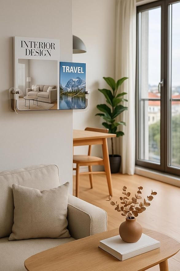 Acrylic Magazine Holder Wall Mount, Magazine Rack Wall Mounted, Brochure Holder Mounted, Magazine Rack for Home and Office