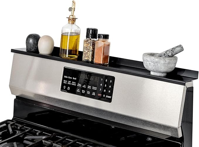 StoveShelf 20" Apartment Length Black Magnetic Shelf for Kitchen Stove - Kitchen Storage Solution with Zero Installation - Over Stove Spice Rack Organizer