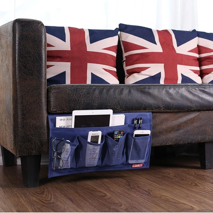 Bedside Storage Organizer - 6 Pockets, Table Cabinet Organizer Caddy for Remotes, Phone, Glasses (Blue)-NeatNest