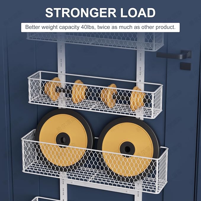 6-Tier Over The Door Pantry Organizer,Hanging Spice Rack with Adjustable Basket,Over Door Racks,Pantry Organization And Storage, Laundry Room,Bathroom,Large Capacity,D5.3xW15.7xH60.9in