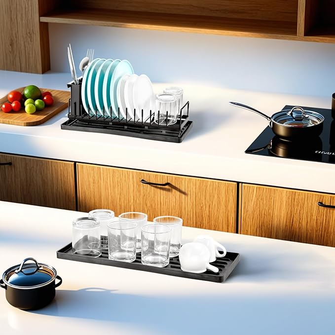 Cup Drying Rack Glass Water Bottle Dish Drying Dryer Rack Long Kitchen Sink Counter Drainer Over Tray Plate Forks Cups Spoons Organizer-NeatNest