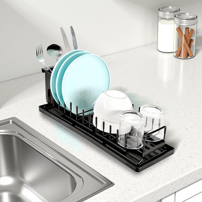 Cup Drying Rack Glass Water Bottle Dish Drying Dryer Rack Long Kitchen Sink Counter Drainer Over Tray Plate Forks Cups Spoons Organizer-NeatNest