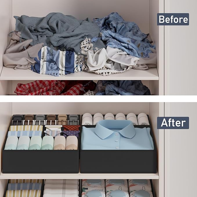 DIMJ Drawer Organizer Clothes Storage - 18 Pack Baby Dresser Organizer for Nursery, Foldable Closet Drawer Organizer Bins for Bedroom Organization, Fabric Storage Dividers for Socks, Underwears, Bras-NeatNest