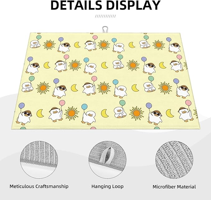 Cute Ducks Dish Drying Mat for Kitchen Counter Cute Kitchen Mat Microfiber Kitchen Countertop Absorbent Reversible Drainer Rack Pad Dish Drying Mat 18 x 24 Inch-NeatNest