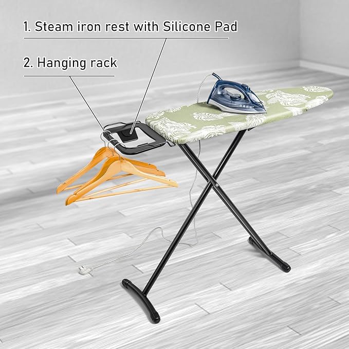 Duwee 12"x36" Ironing Board with Heat Resistant Cover and Thicken Felt Pad, Heavy Sturdy Legs