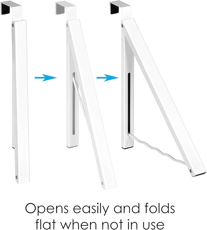 HOLDN’ STORAGE Over The Door Hanger - Single Foldable Rack Organizer for Hanging Clothes, Coats & Towels, Ideal for Dorm Rooms, Laundry, Bathrooms, Etc - Holds up to 20 LBs, Collapsible - White