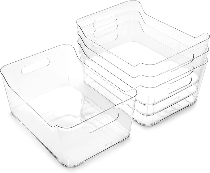 BINO | Plastic Organizer Bins, Large - 4 Pack | The SOHO Collection | Multi-Use | Pantry & Freezer Organizer Bins | Plastic Storage Containers for Home & Kitchen Org-NeatNest
