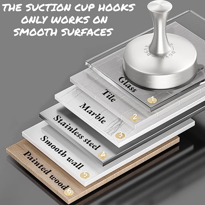DGYB Suction Cup Hooks for Shower 2-Pcs Heavy-Duty 15LB Max Load, 304 Stainless Steel & PVC, No Drill Bathroom Wall Hooks for Towels, Robe, Loofah (Brush)-NeatNest