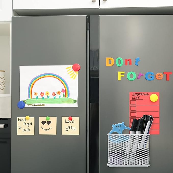 dedoot Magnetic Pencil Holder, Locker Pencil Holder Strong Magnetic Holder for Whiteboard Marker, 4.7x2.3x3.7inch Black Mesh Magnetic Holder for Fridge, Sponge, Recipe, Beverage,White-NeatNest