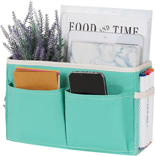 Bedside Caddy Hanging Storage with Water Bottle Holder for Bunk Bed Hospital Bed Dorm Rooms (Light Green)-NeatNest