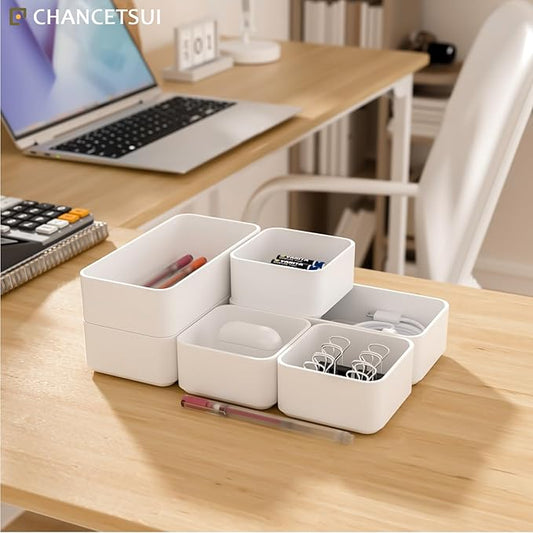 CHANCETSUI White Makeup Drawer Organizer for Vanity: Bathroom Cosmetic Organizers Trays and Storage, Stackable Plastic Drawers Organization.-NeatNest