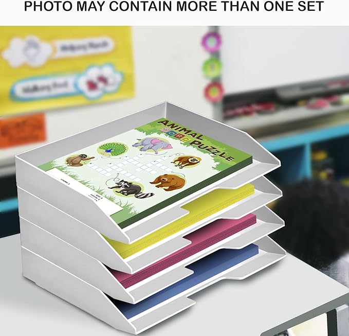 Acrimet Stackable Letter Tray Single Side Load, Plastic, Desktop File Organizer (White Color) (1 Unit)-NeatNest
