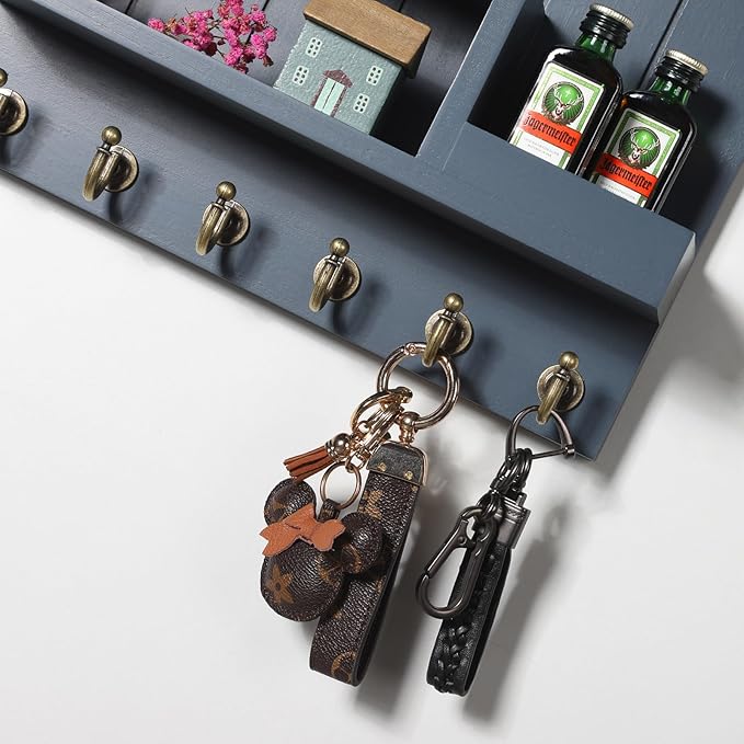 DOPACE Key Holder for Wall, Mail Organizer Wall Mounted, Mail and Key Organizer with 6 Key Hooks for Entryway and Home Decor, Gray