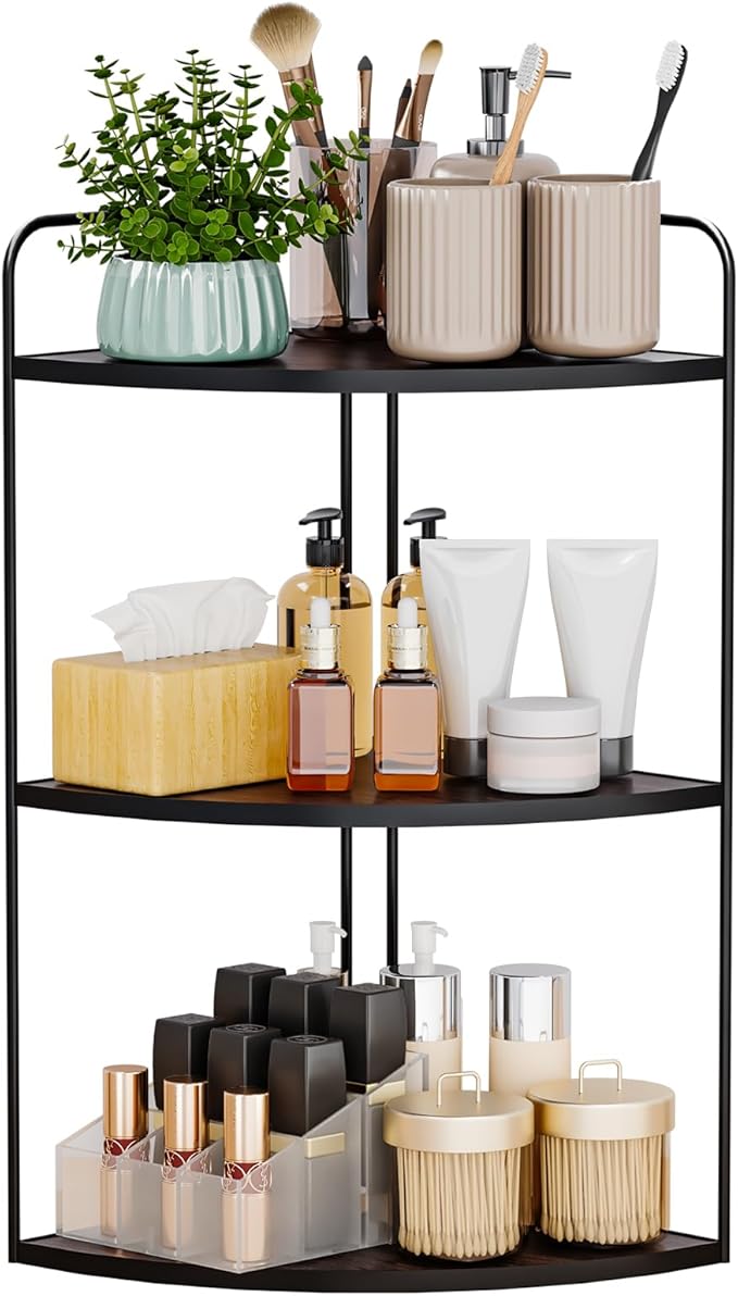 Bathroom Counter Organizer,Countertop Organizer,Vanity Organizers,Bathroom Storage,Bathroom Sink Caddy,Counter Shelf,Corner Counter,Corner Shelves(Black)-NeatNest