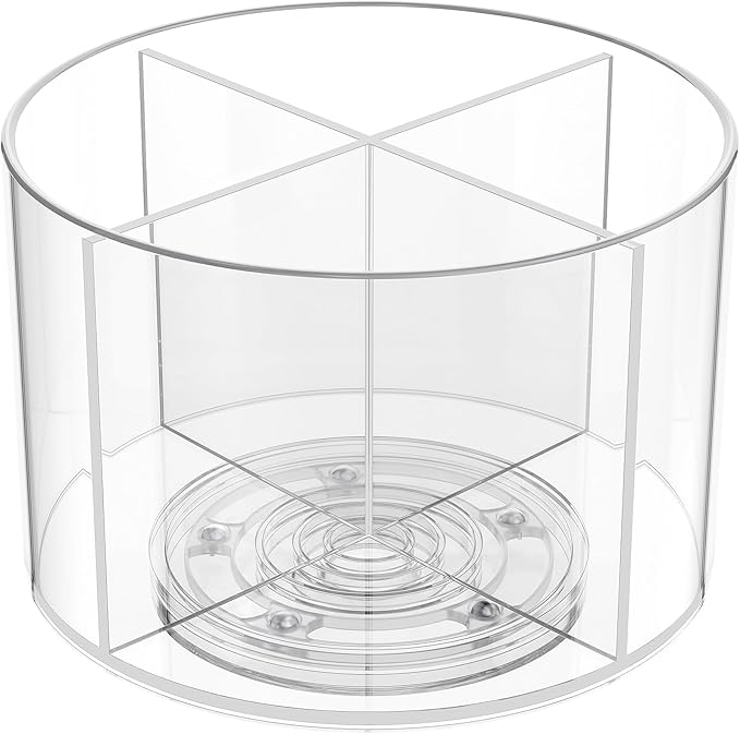 Divided Drink Packet Organizer, Rotating Turntable Organizer, Clear Lazy Susan for Powdered Drink Mix, Water Drink Packet Holder-NeatNest