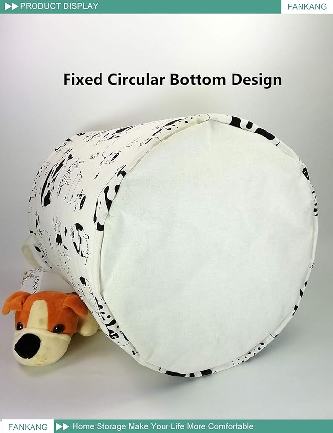 FANKANG Storage Basket, Nursery Hamper Canvas Laundry Basket Foldable with Waterproof PE Coating Large Storage Baskets for Kids Boys and Girls, Office, Bedroom, Clothes,Toys(Cows)