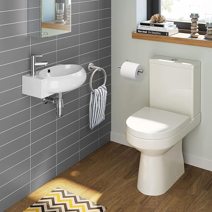 Bathroom Hardware Set 2 Pieces Towel Ring and Toilet Paper Holder 304 Stainless Steel Hand Towel Holder and Towel Hanger Wall Mounted (Brushed Nickel)