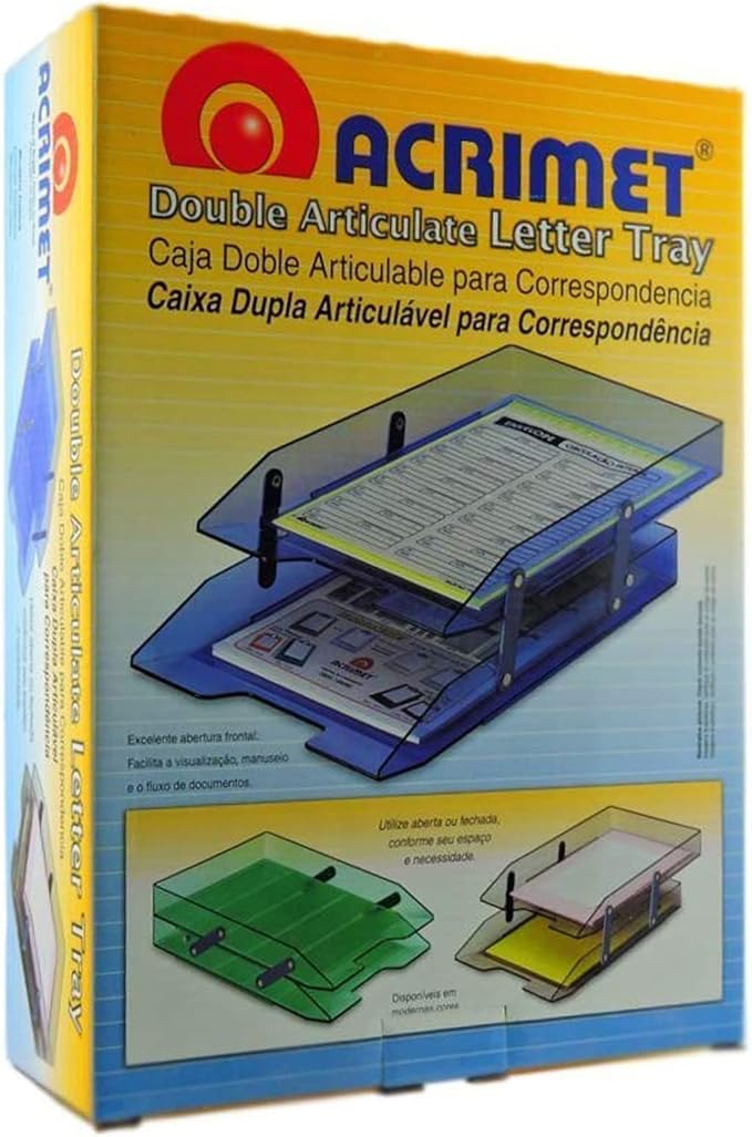 Acrimet Collapsible Articulated Letter Tray 2 Tier Plastic Desktop File Organizer (Clear Blue Color)-NeatNest