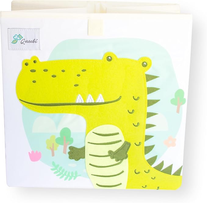 Crocodile Storage Cube- Organizer for Nursery, Playroom, Bedroom, Closet. Foldable Box 13x13x13 inches. Children's Toy Box, Diaper Caddy, Clothing Basket, Book Bin, Baby Essentials & Kids Gift-NeatNest