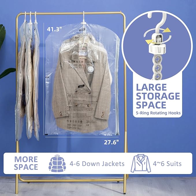 Hanging Vacuum Storage Bags, 4 Pack (41.3 x27.6 inch), Vacuum Seal Bags for Clothing, Space Saver Garment for Short Clothes, Jacket, Suits, Dresses, Closet Oragnization and Storage-NeatNest