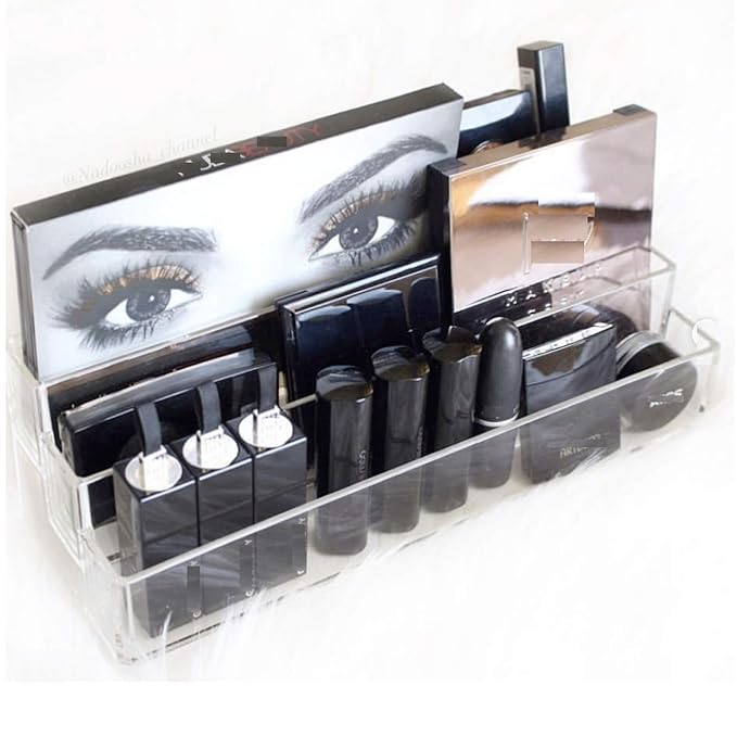 byAlegory Tiered Acrylic Eyeshadow Palette Makeup Organizer (Small Palettes, Compacts, Lipsticks, Lip Gloss, Eye Shadows, Cosmetics) | 3 Tier Cosmetic Storage (CLEAR)-NeatNest
