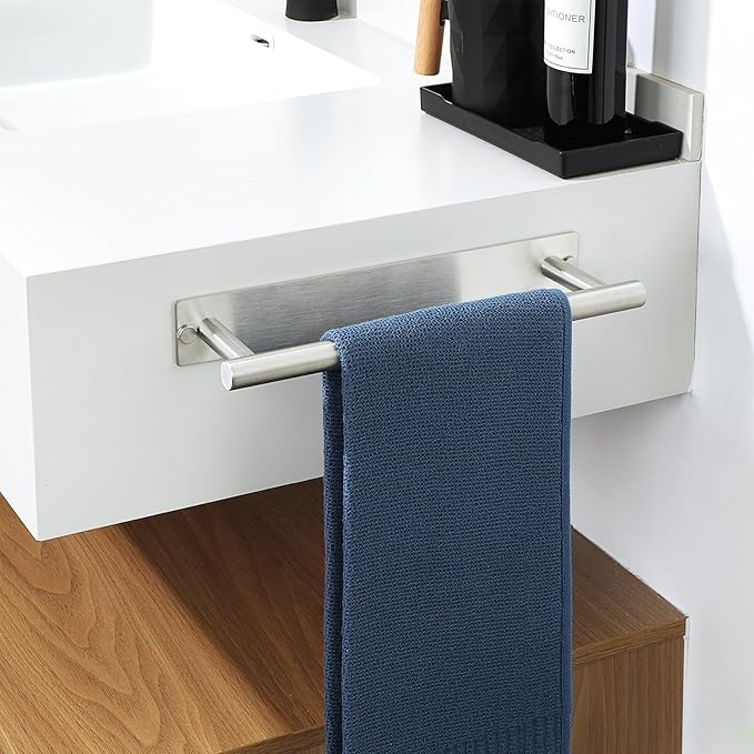 Alise Bath Towel Bars, 12 Inch Towel Hanger Towel Racks for Bathroom, SUS304 Stainless Steel Hand Towel Holder, Wall Mount with Self-Adhesive or Drilling, Nickel